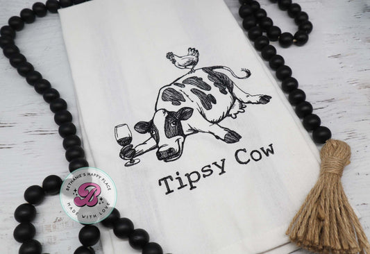 Tipsy cow kitchen dish cloth, drunk cow kitchen towel, funny cow kitchen towel, drinking gifts, cow gifts, farmhouse decor, funny cow gifts