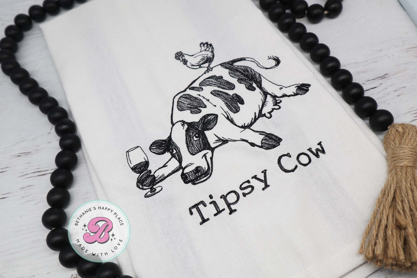 Tipsy cow kitchen dish cloth, drunk cow kitchen towel, funny cow kitchen towel, drinking gifts, cow gifts, farmhouse decor, funny cow gifts