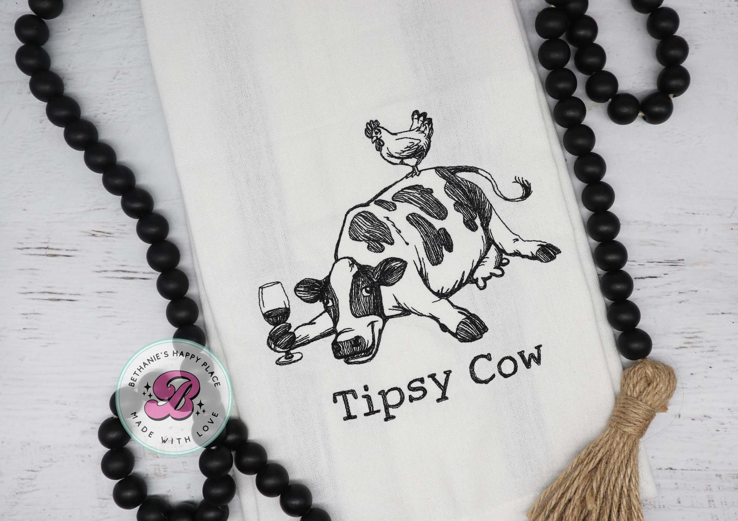 Tipsy cow kitchen dish cloth, drunk cow kitchen towel, funny cow kitchen towel, drinking gifts, cow gifts, farmhouse decor, funny cow gifts