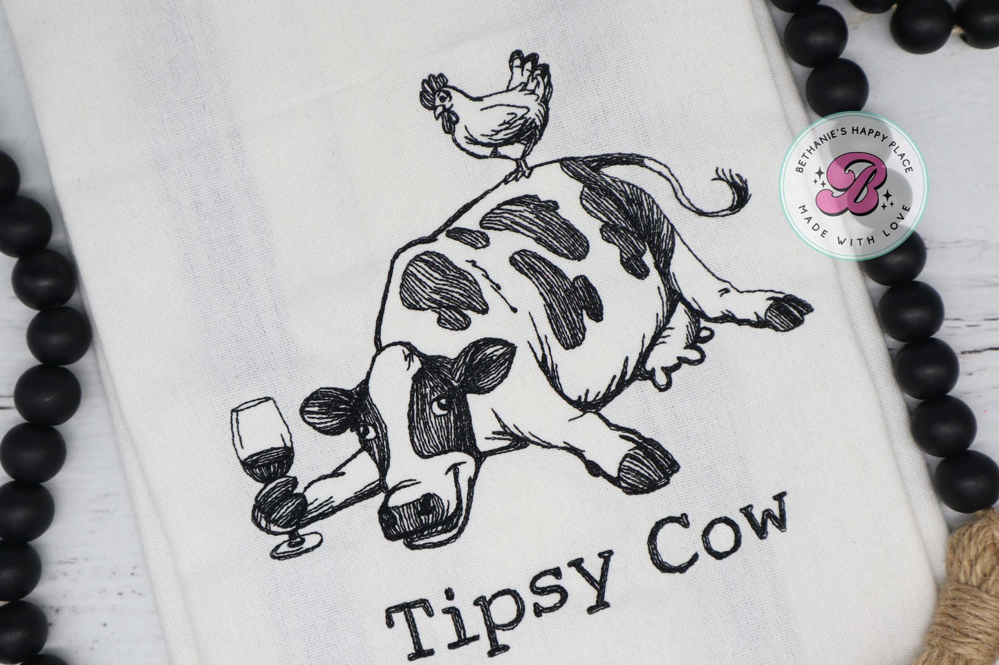 Tipsy cow kitchen dish cloth, drunk cow kitchen towel, funny cow kitchen towel, drinking gifts, cow gifts, farmhouse decor, funny cow gifts