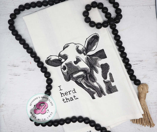 Herd that kitchen towel, cow dish cloth, cow kitchen towel, funny cow gifts, funny cow dish cloth, farmhouse decor, cow kitchen decor