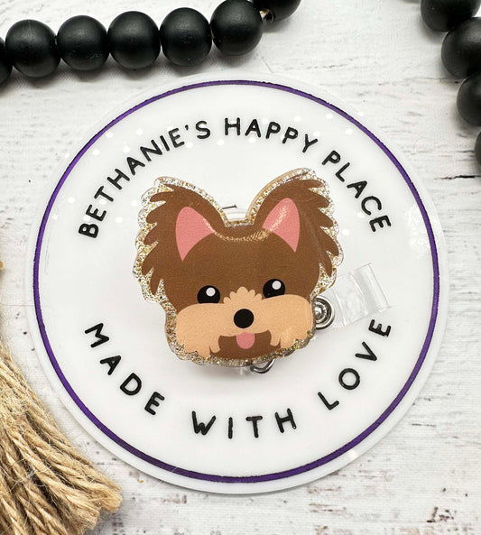 Yorkie badge reel, yorkie badge holder, dog badge reel, badge reel nurse, Yorkshire terrier, yorkie gifts, badge holder for nurse