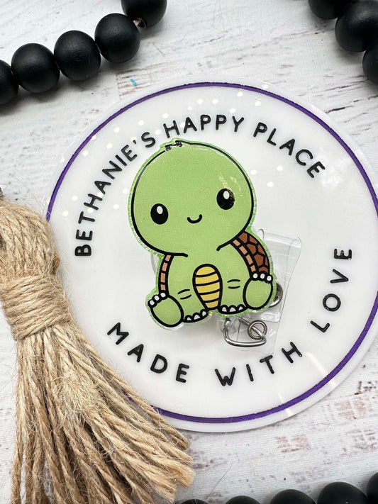 Cute turtle badge reel, turtle badge holder, baby turtle badge reel, turtle gifts, badge reel nurse, retractable ID badge holder nurse