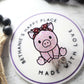 Pig acrylic badge reel, pig with bandana, pig badge holder, badge reel nurse, glitter pig badge clip, cute pig gifts, Christmas gifts