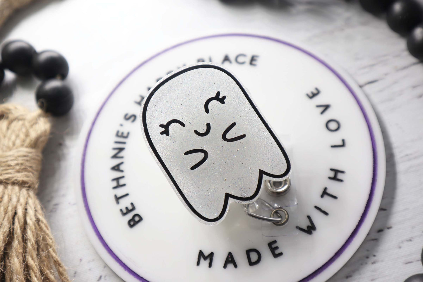 Cute ghost badge reel, ghost badge clip, Halloween badge holder, badge reel nurse, Halloween lanyard, ghost lanyard, ghost gifts