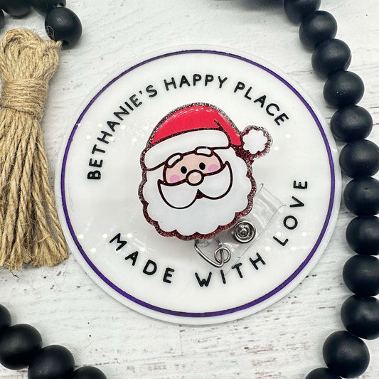 Christmas retractable badge reel, Santa ID clip, RN ID Holder, nurse key card, holiday badge clip, Christmas accessory, hospital nurse gift