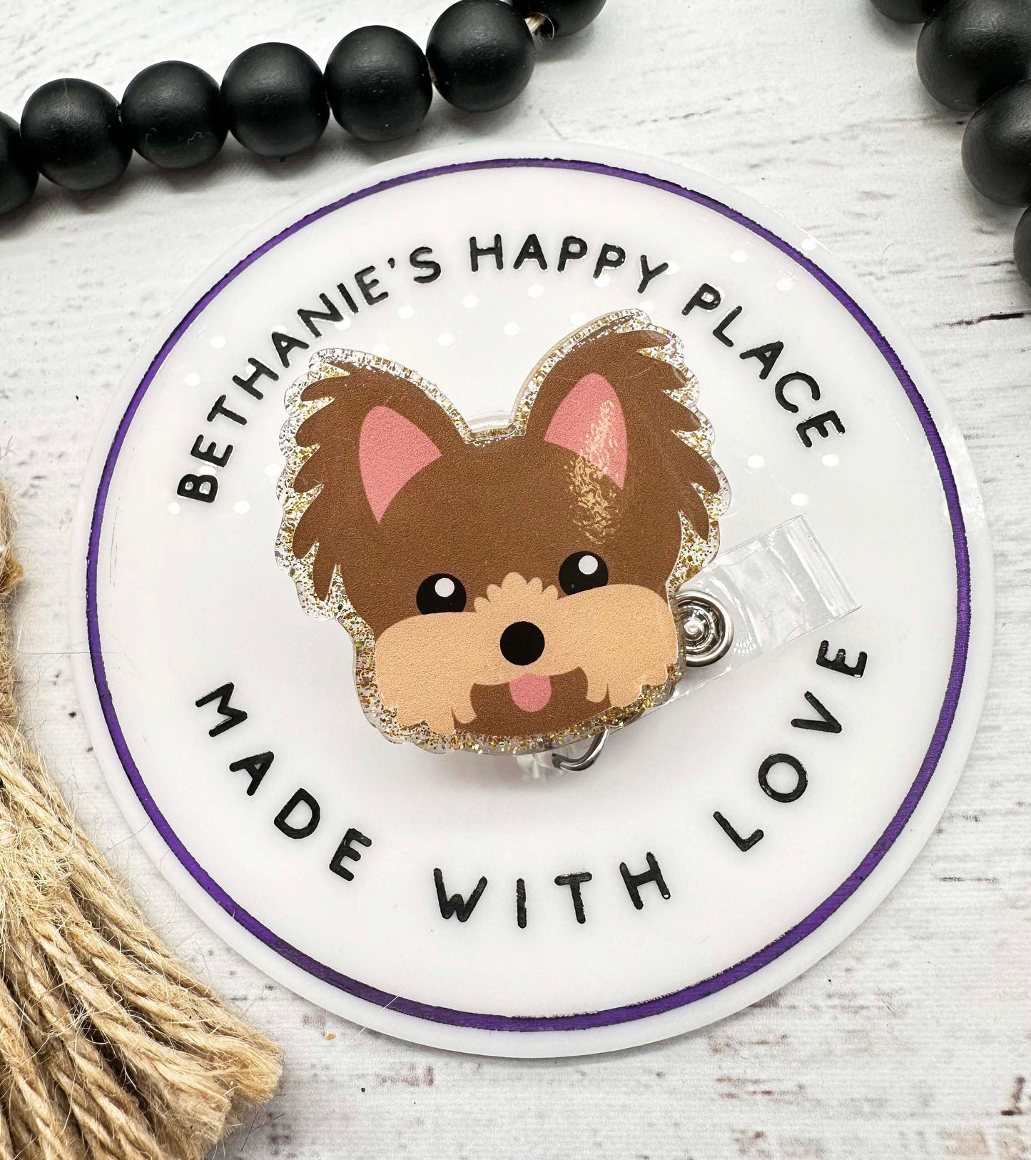 Yorkie badge reel, yorkie badge holder, dog badge reel, badge reel nurse, Yorkshire terrier, yorkie gifts, badge holder for nurse