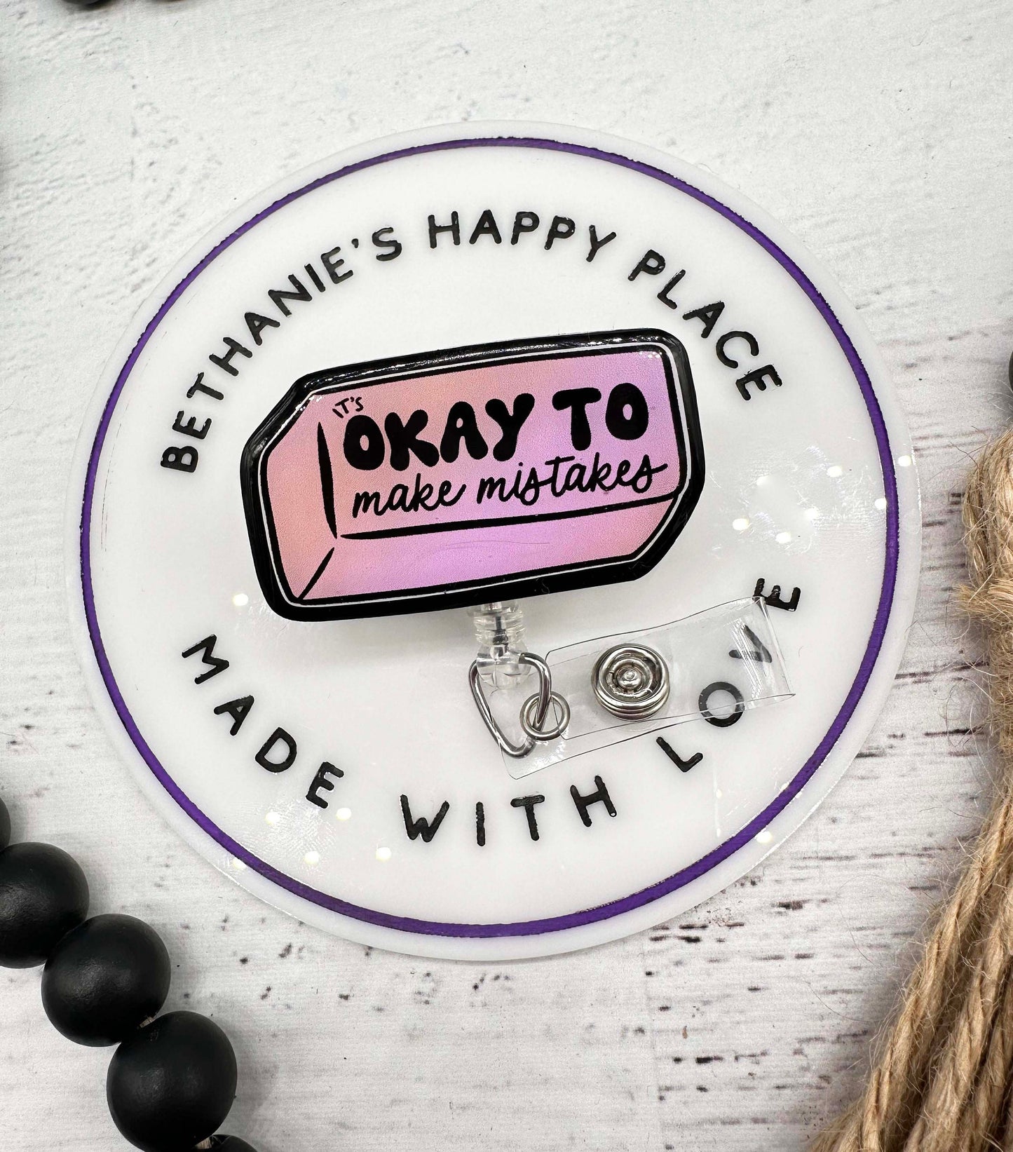 It's ok to make mistakes, badge reel, eraser badge reel, badge holder teacher, teacher gifts, teacher lanyard, eraser lanyard