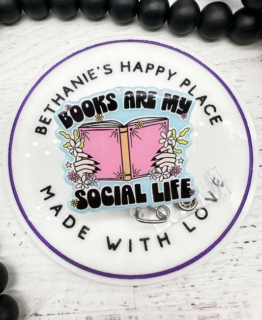 Books are my social life badge reel, book badge reel, funny book badge holder, librarian, badge clip, school badge reel, book lover