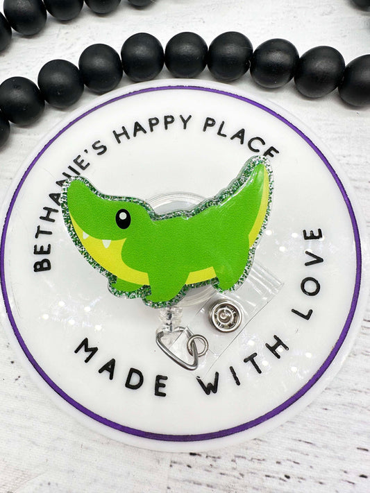 Alligator badge clip, alligator badge reel, gator badge holder, school badge reel, school mascot ID holder, gator gifts, teacher badge reel