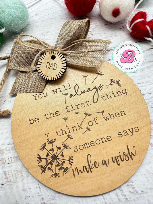 Make a wish ornament, memorial Christmas ornament, memorial gift, Christmas gift for loved one, personalized memory keepsake ornament