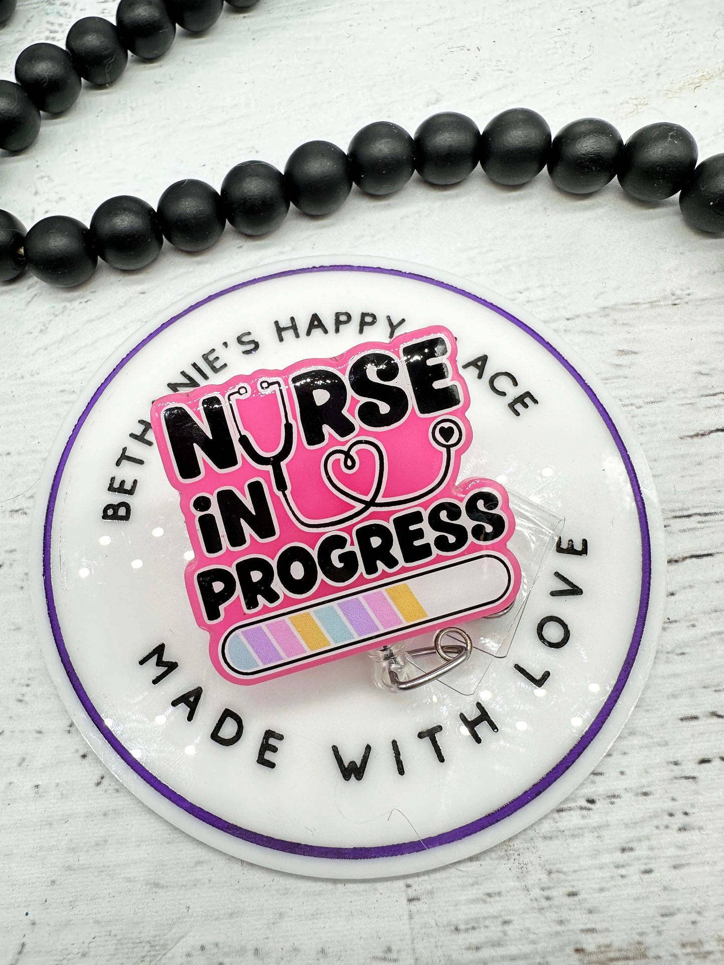 Nurse in progress badge reel, nurse badge holder, nurse in training, medical ID badge clip, nurse in progress lanyard