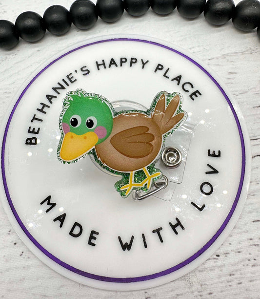 Mallard duck badge reel, mallard badge holder, cute badge reel, badge holder nurse, nurse badge clip, duck gifts, duck lanyard