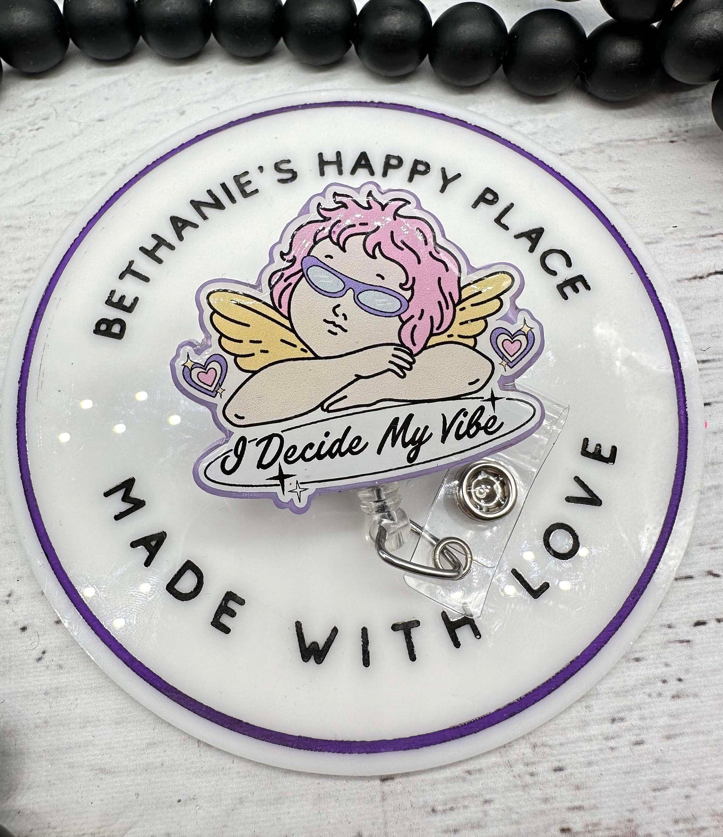 I decide my vibe, angel vibe badge reel, vibes badge holder, badge reel nurse, medical ID holder, lanyard, retractable badge clip