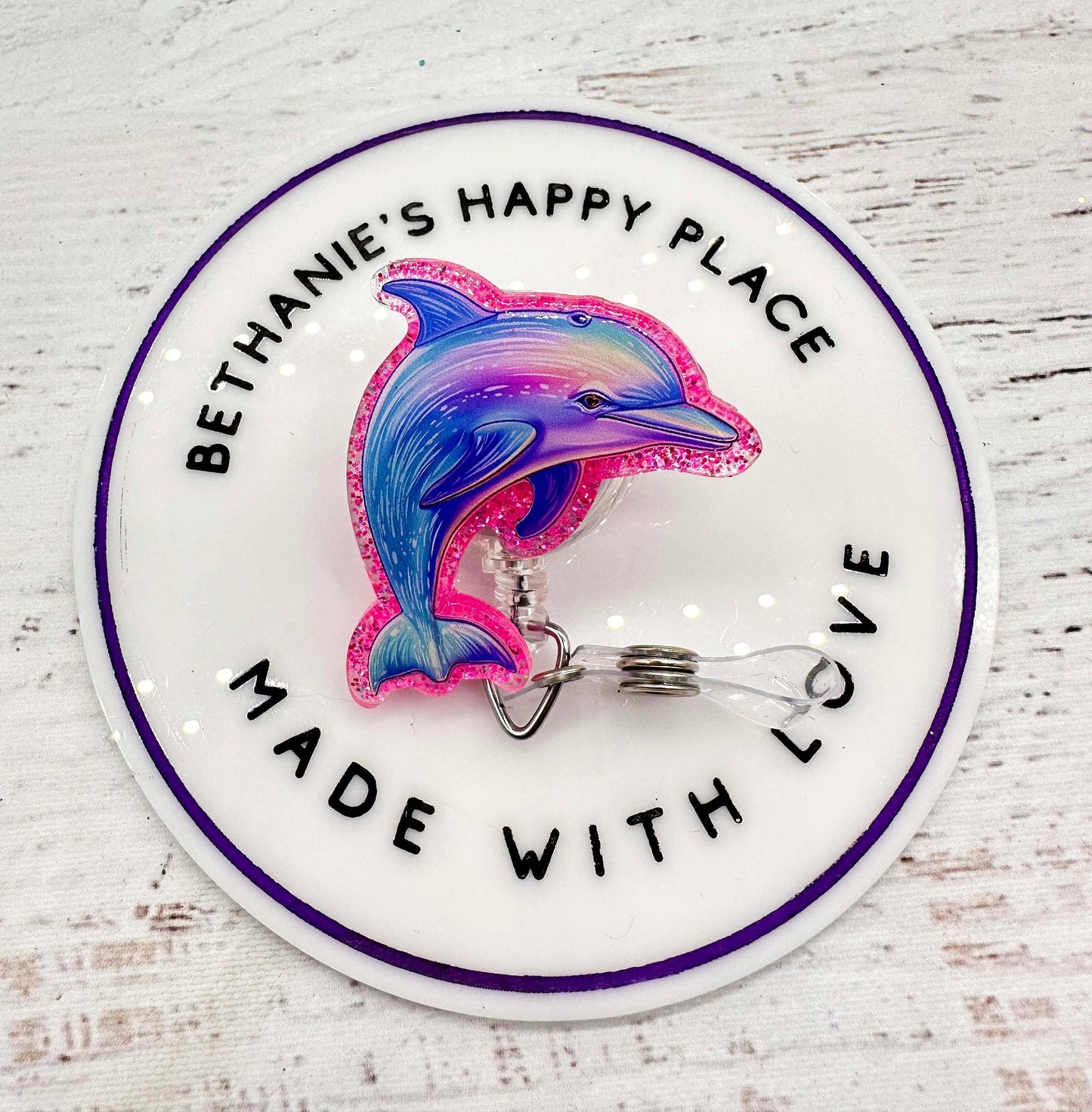 Dolphin badge reel, dolphin badge holder, colorful dolphin, dolphin gifts, medical ID holder, badge reel nurse, retractable badge holder