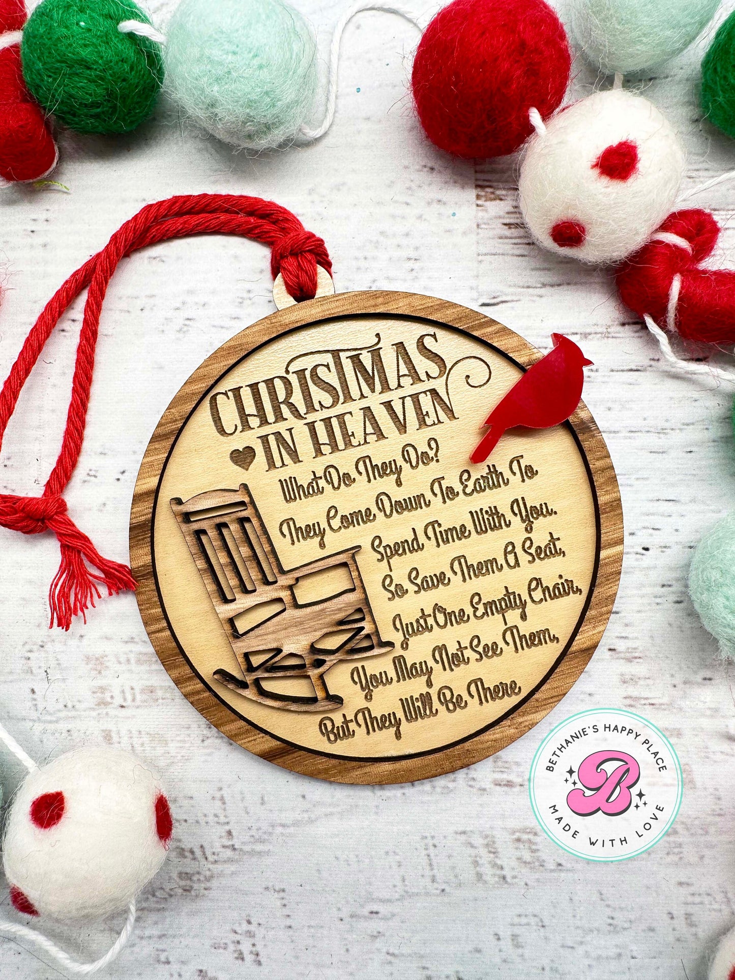 Christmas in heaven ornament, memorial ornament, memorial Christmas gift, keepsake ornament, cardinal Christmas ornament, memorial gifts