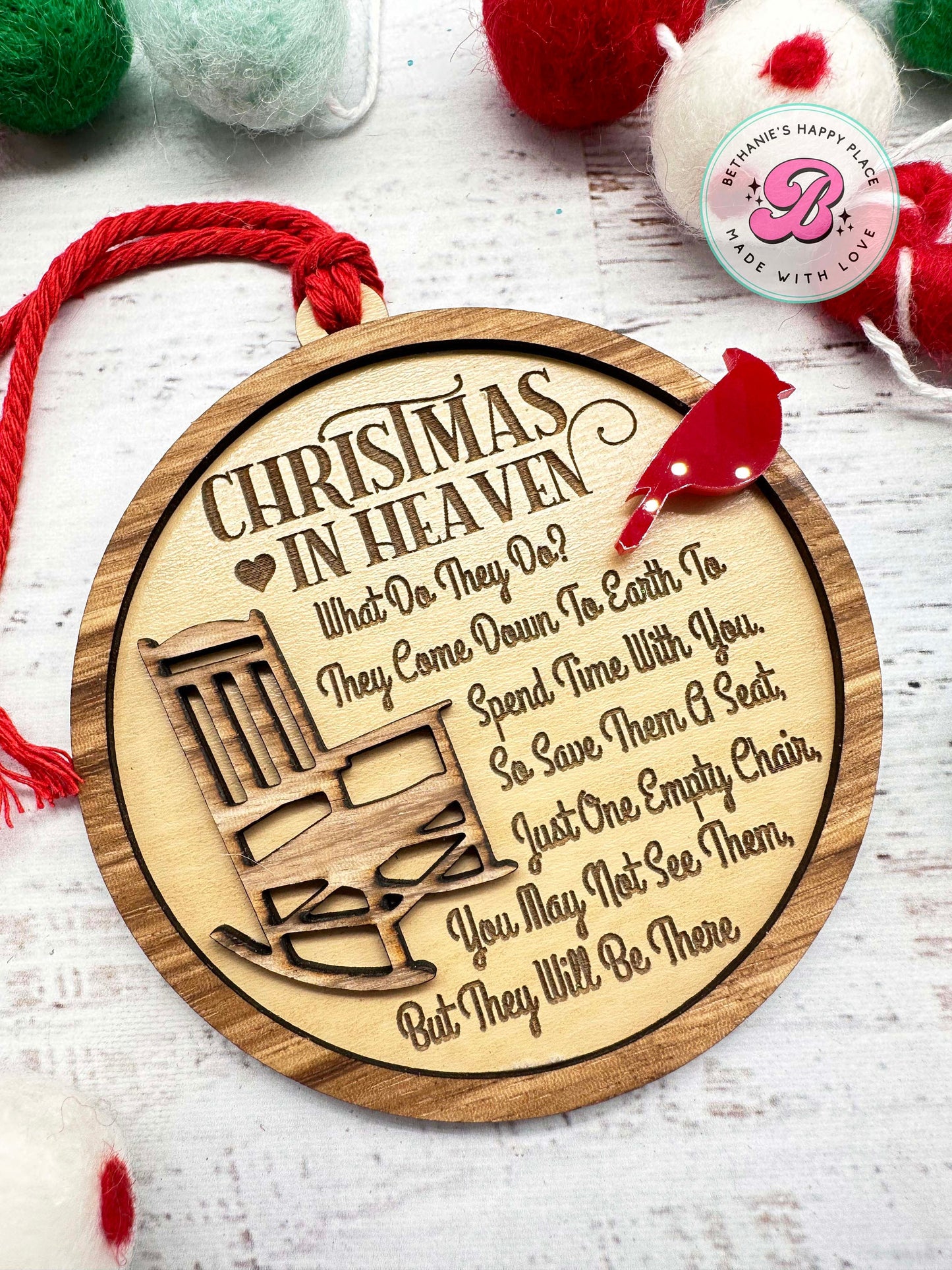 Christmas in heaven ornament, memorial ornament, memorial Christmas gift, keepsake ornament, cardinal Christmas ornament, memorial gifts