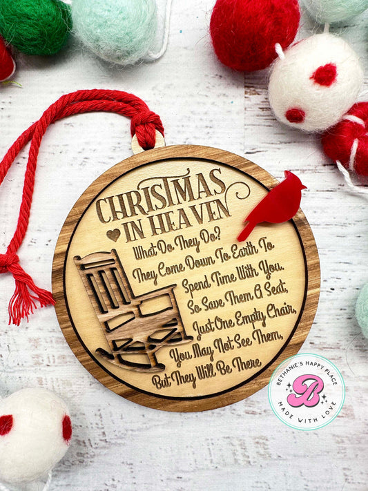 Christmas in heaven ornament, memorial ornament, memorial Christmas gift, keepsake ornament, cardinal Christmas ornament, memorial gifts