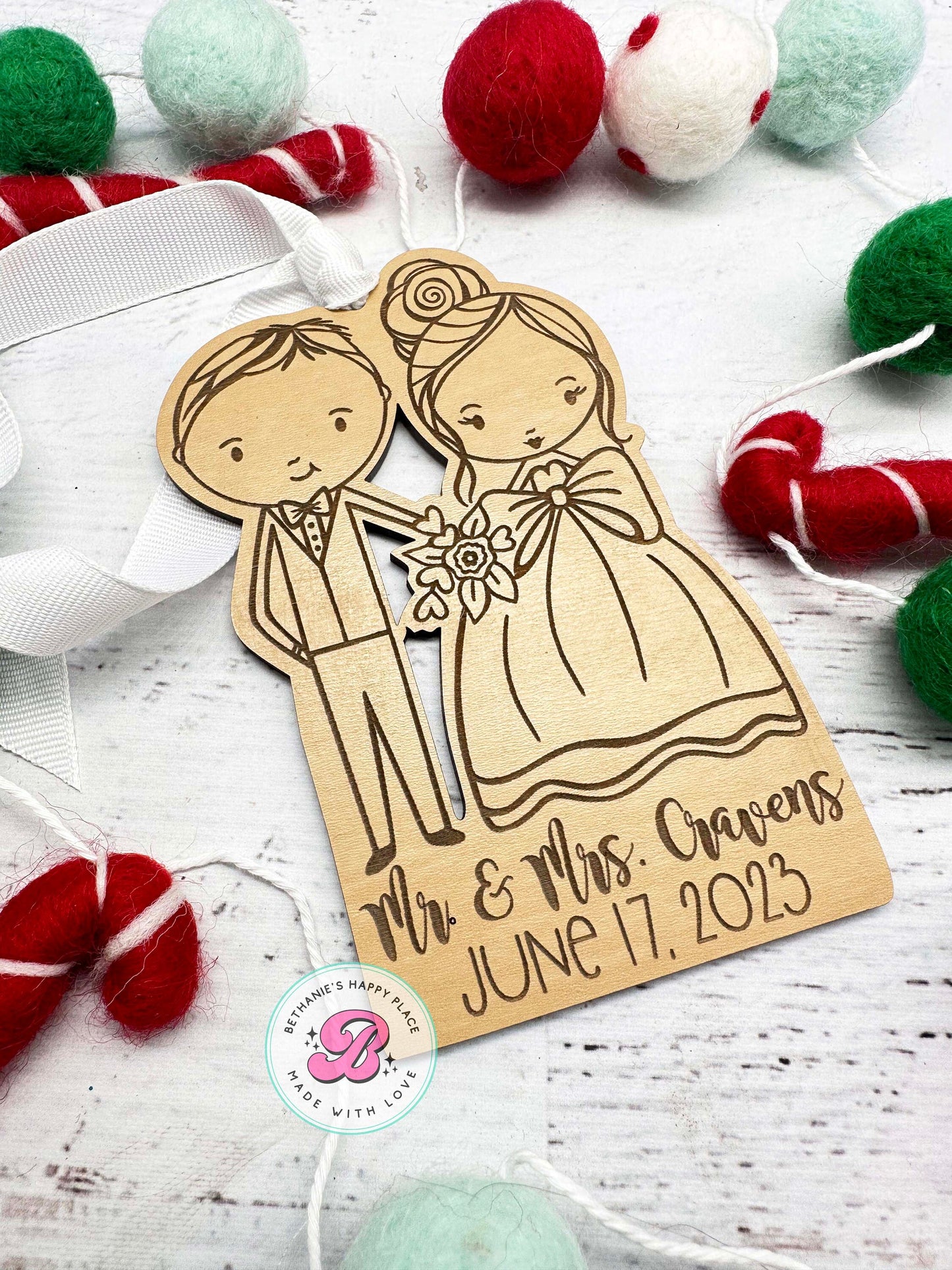 First Christmas married ornament, Anniversary ornament, Anniversary Christmas gift, marriage tree ornament, personalized couples ornament