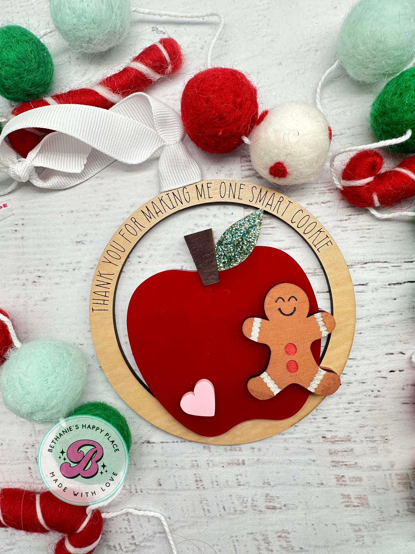 Teacher Christmas ornament, Christmas gift for teacher, personalized teacher gift, thanks for making me one smart cookie