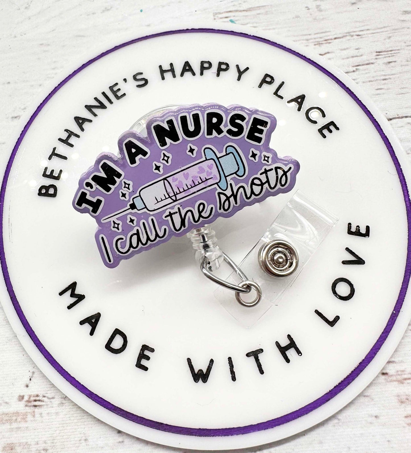 I'm a nurse, I call the shots badge reel, nurse badge holder, nurse ID holder, badge clip for nurse, retractable, medical ID holder