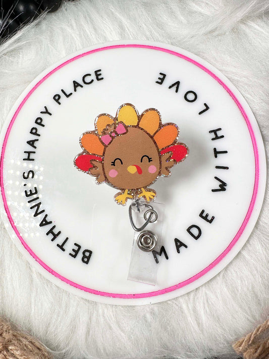 Thanksgiving turkey retractable badge reel, holiday badge clips, nurse ID holder, turkey lanyard, Thanksgiving teacher lanyard, nurse gift