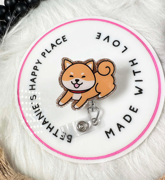 Shiba Inu retractable badge reel, Shiba Inu gifts, dog badge holder, veterinarian, key card holder, dog gifts, medical ID clip, acrylic