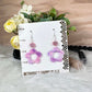 Acrylic flower dangle earrings, purple pink swirl floral earrings, fun gifts for her, fun earrings, women's, easy to clean, flower jewelry