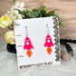 Neon rocket ship earrings, space earrings, cute acrylic dangle earrings, handmade jewelry, wire hook earrings, easy to clean, gifts for her