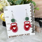 Christmas mitten acrylic dangle earrings, fun holiday earrings, red mittens, Christmas jewelry, wire hook, easy to clean, Christmas gifts