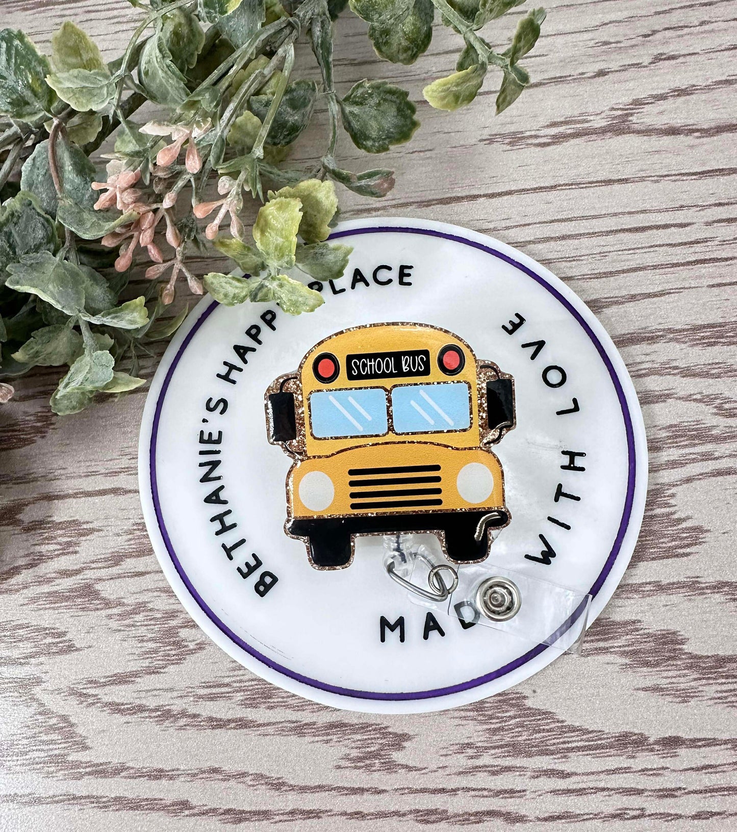 School bus retractable badge reel, bus driver gifts, ID holder for bus driver, lanyard, key card holder, personalized gifts, easy to clean