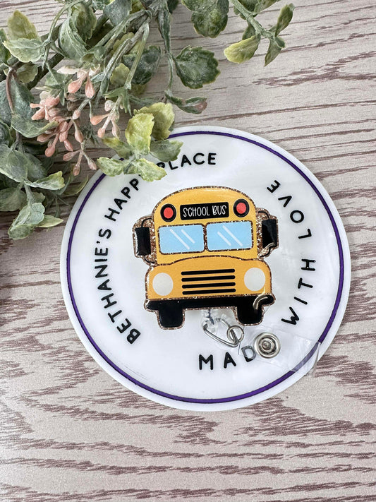 School bus retractable badge reel, bus driver gifts, ID holder for bus driver, lanyard, key card holder, personalized gifts, easy to clean