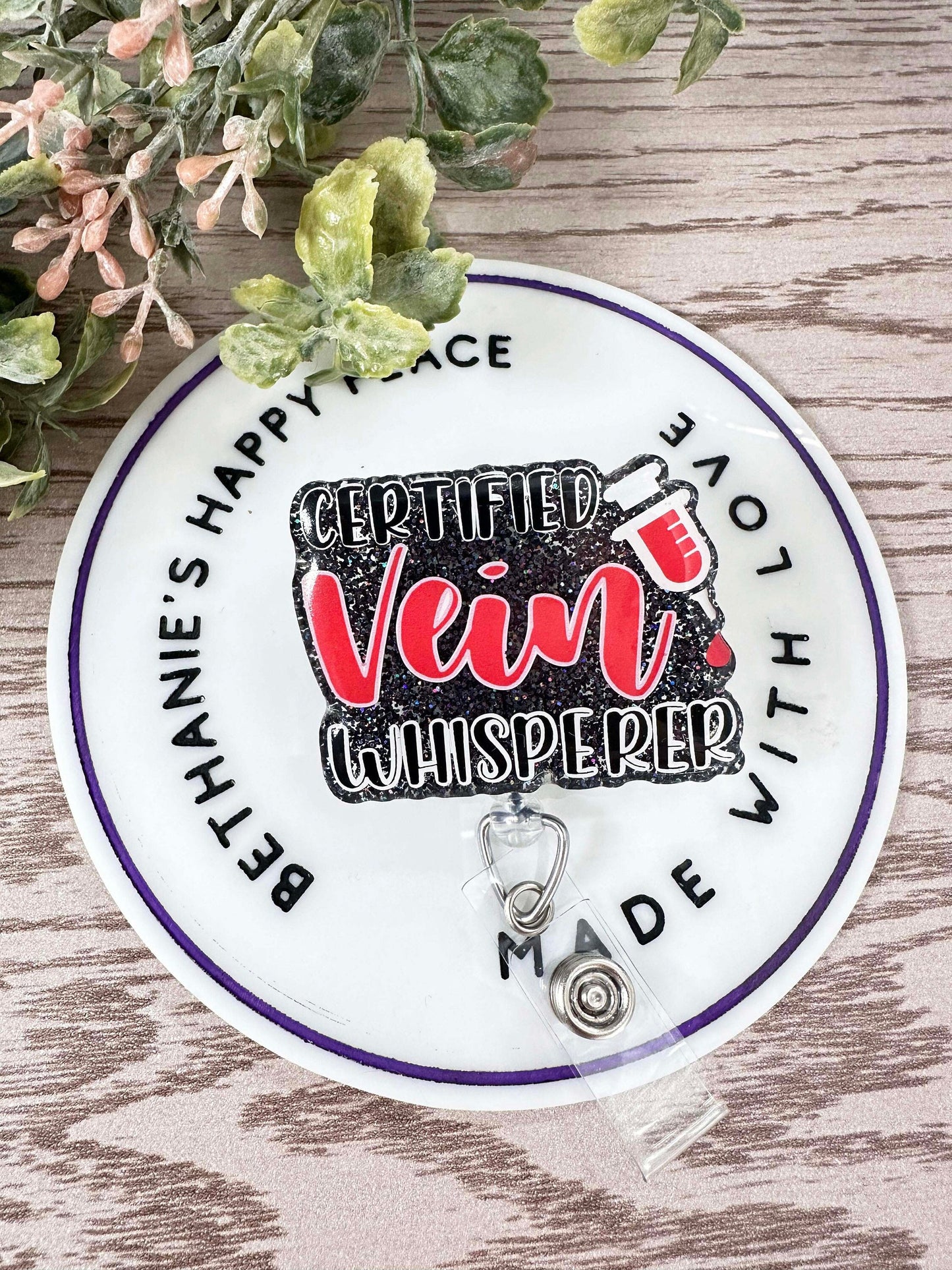 Certified vein whisperer retractable badge reel, nurse badge holder, nurse gifts, vein ID holder, lanyard, medical ID holder, acrylic topper