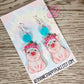 Cute pig acrylic dangle earrings, pig gifts for her, stainless steel wire hook, unique jewelry, handmade earrings