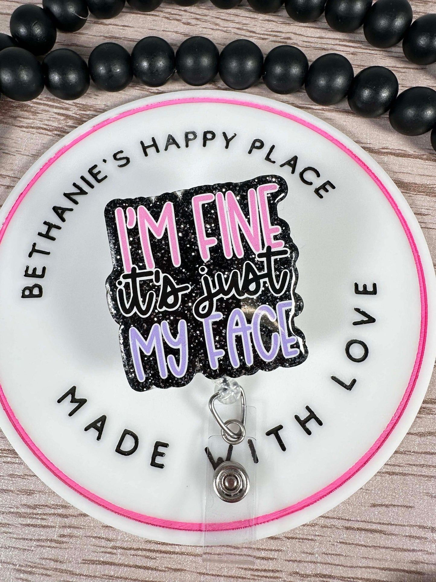 I'm fine it's just my face retractable badge reel, RN badge clip, medical ID holder, funny acrylic badge topper, medical gifts