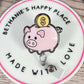 Piggy bank retractable badge reel, cashier gifts, pig badge holder, acrylic badge topper, medical ID holder, key card holder, lanyard