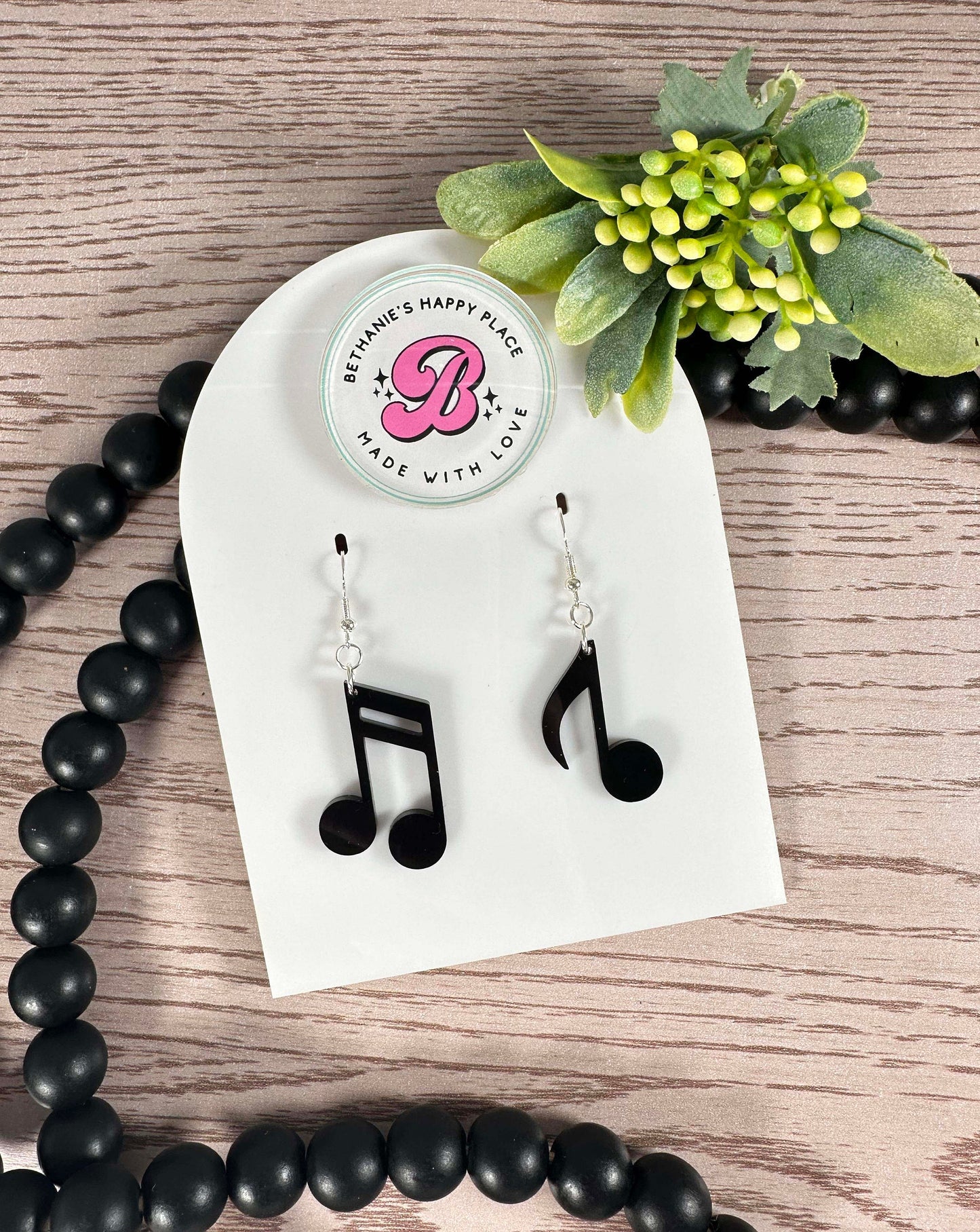 Music note earrings, acrylic dangle earrings, music teacher gifts, gift for her, wire hook, statement earrings