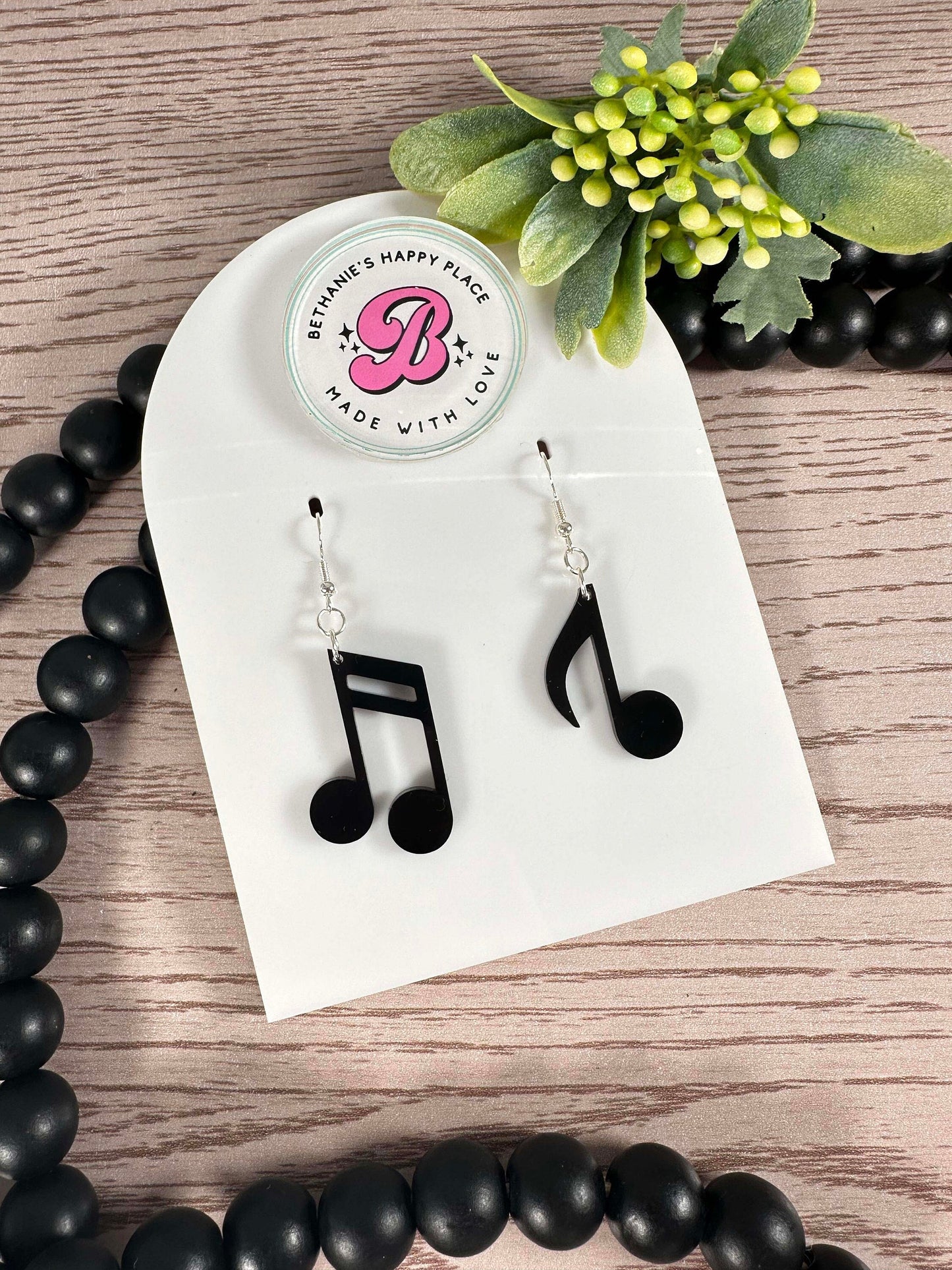 Music note earrings, acrylic dangle earrings, music teacher gifts, gift for her, wire hook, statement earrings