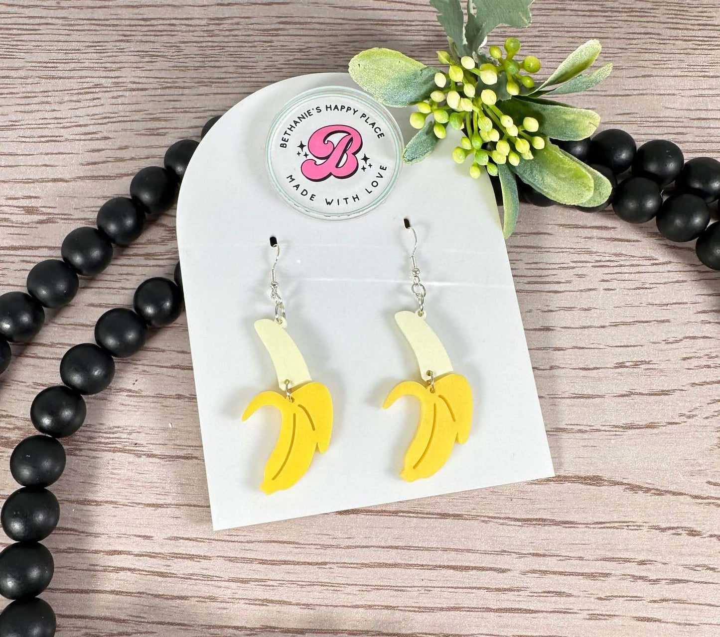 Banana acrylic earrings, fruit earrings, fruit gifts, gifts for women, statement dangle earrings, stainless steel wire hooks