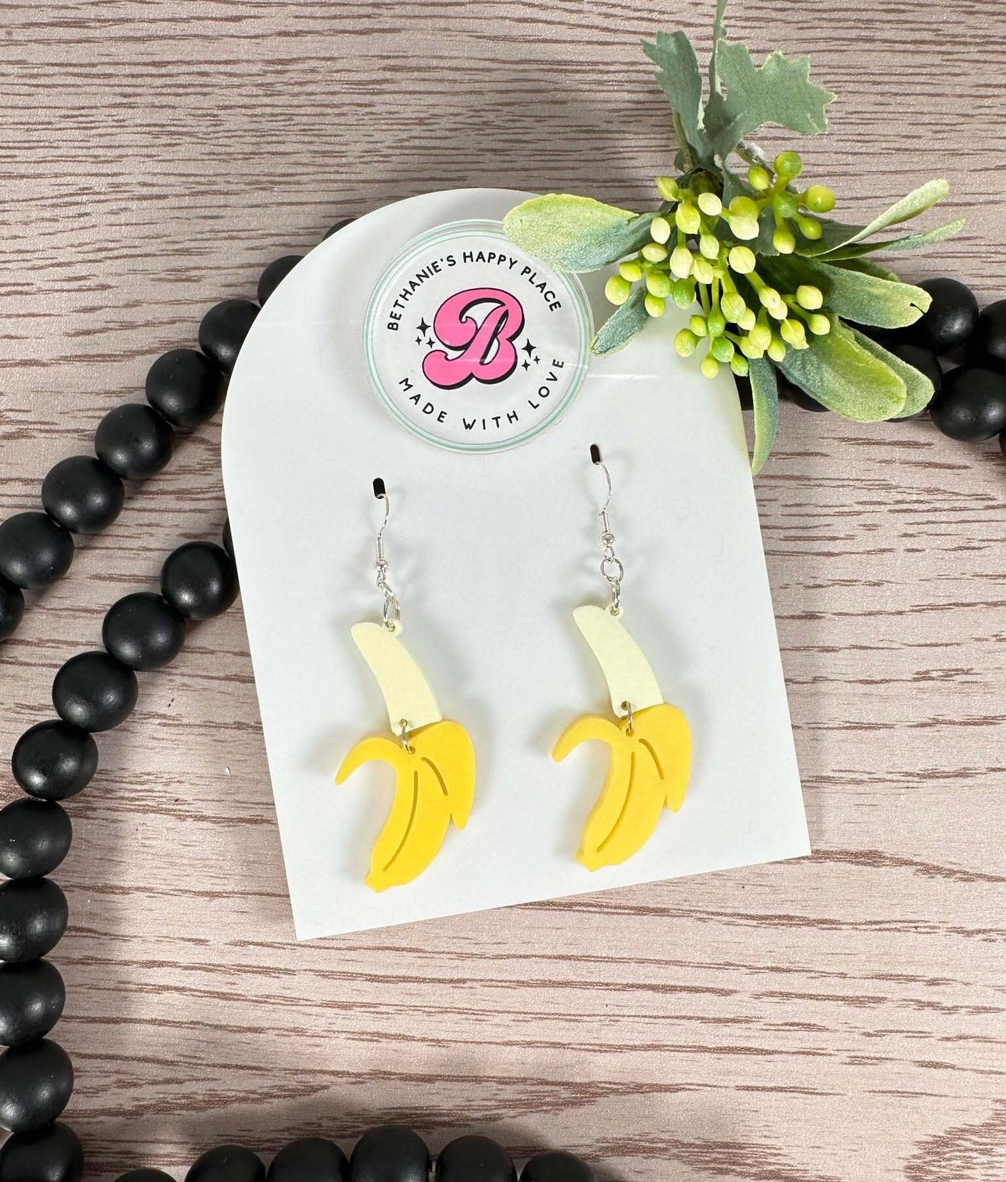 Banana acrylic earrings, fruit earrings, fruit gifts, gifts for women, statement dangle earrings, stainless steel wire hooks