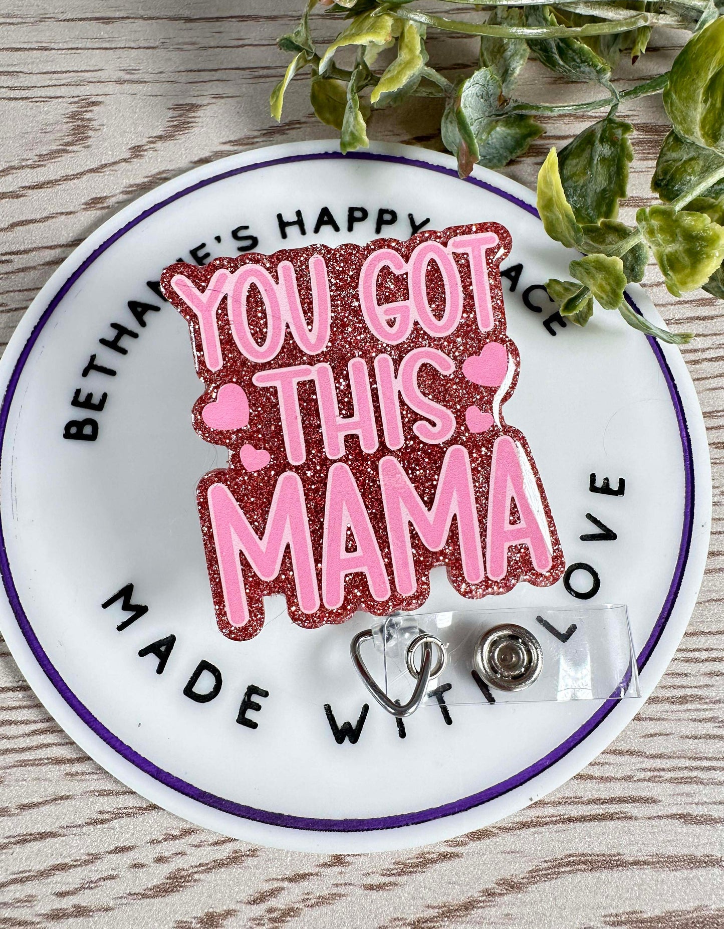 You got this mama retractable badge reel, medical ID holder, gifts for mom, mental health badge clip, key card holder, lanyard, acrylic