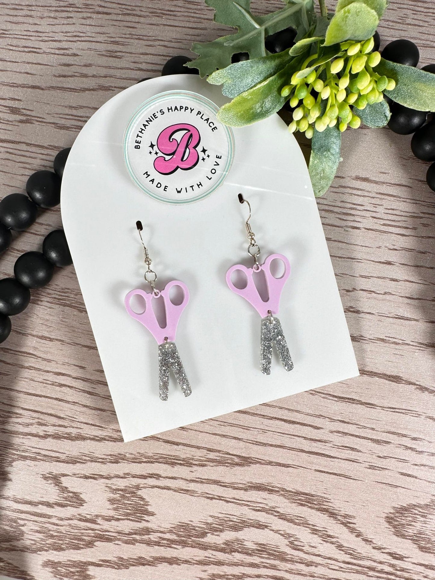 Scissor earrings, purple scissor acrylic earrings, seamstress gifts, gift for crafter, unique gift for her, statement earrings