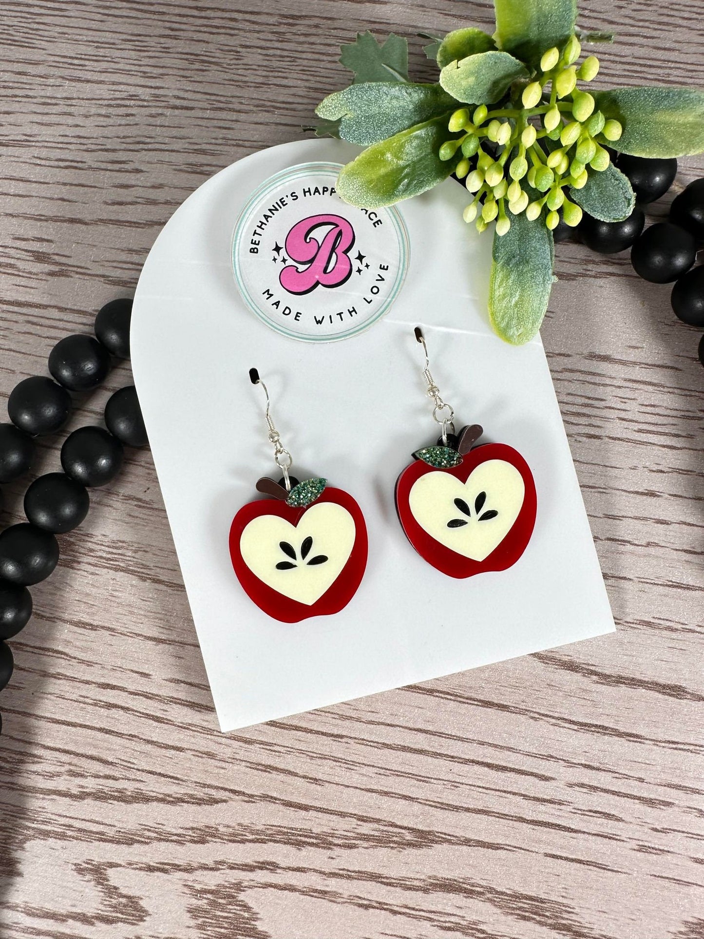 Apple acrylic earrings, teacher appreciation gift, apple gifts, handmade teacher gifts, apple dangle earrings, statement earrings