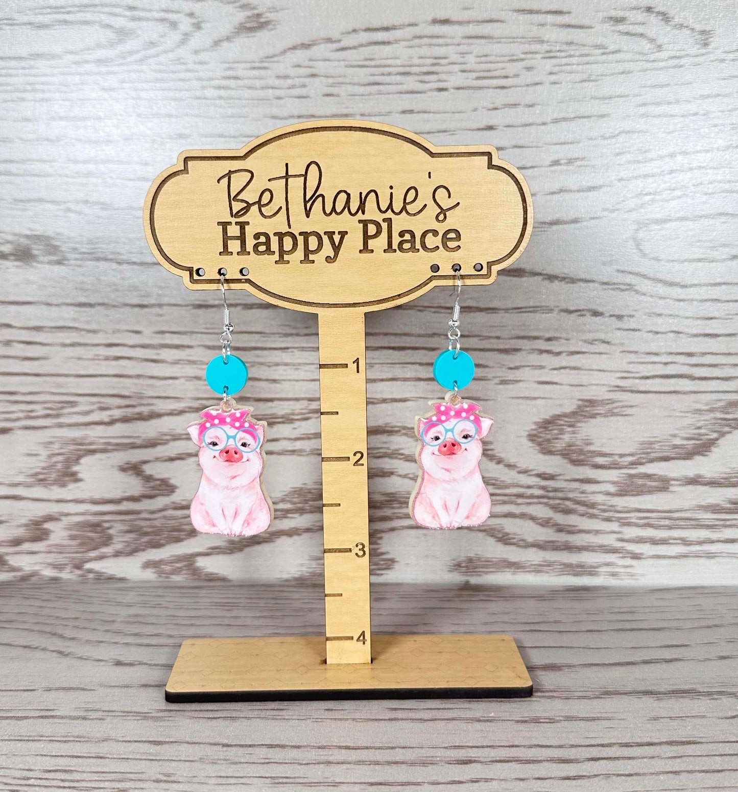 Cute pig acrylic dangle earrings, pig gifts for her, stainless steel wire hook, unique jewelry, handmade earrings