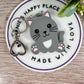 Gray cat keychain, cat gifts, cute kitten acrylic handmade keychain, gifts for men or women, cat zipper pull, kids backpack tag