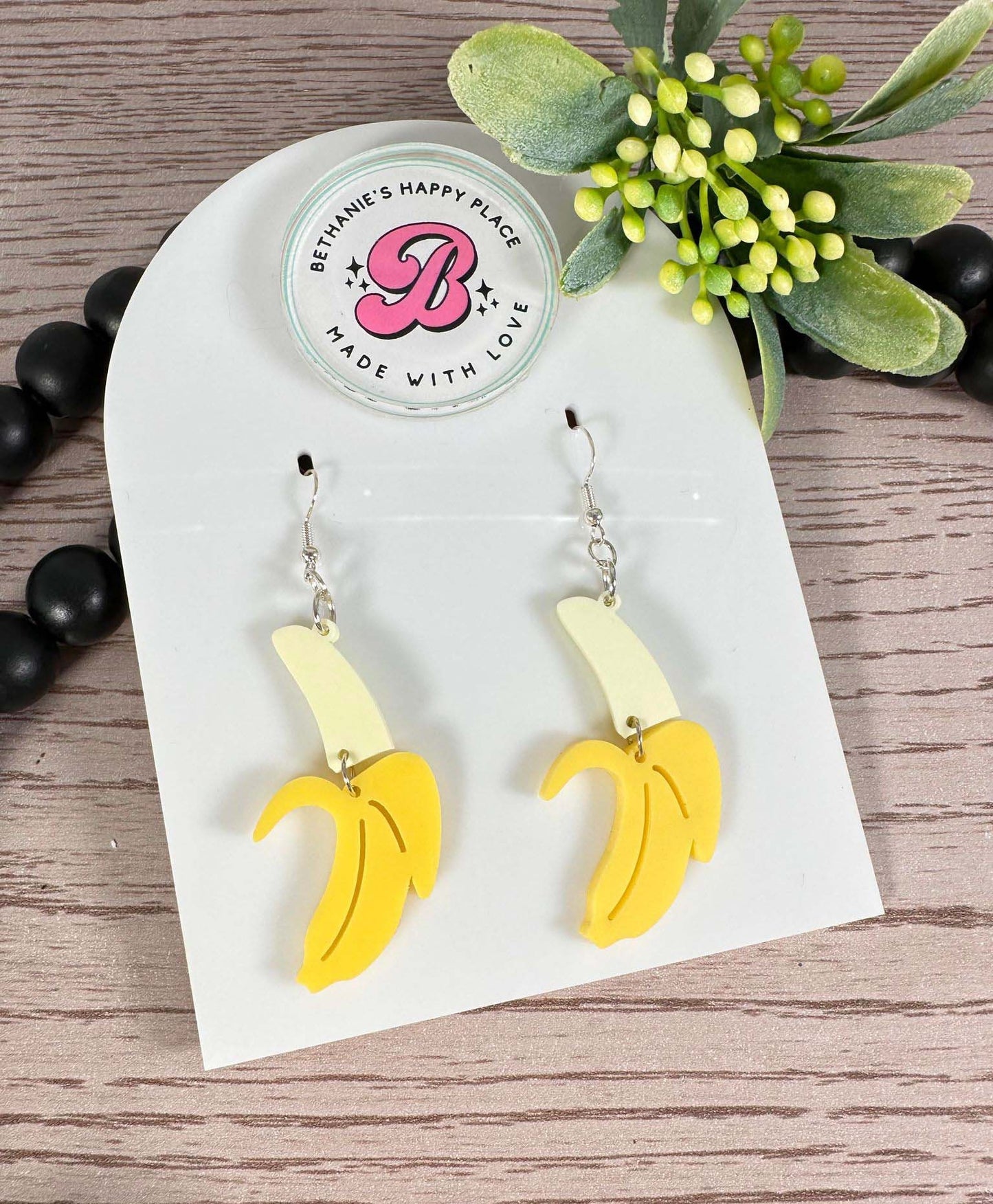 Banana acrylic earrings, fruit earrings, fruit gifts, gifts for women, statement dangle earrings, stainless steel wire hooks