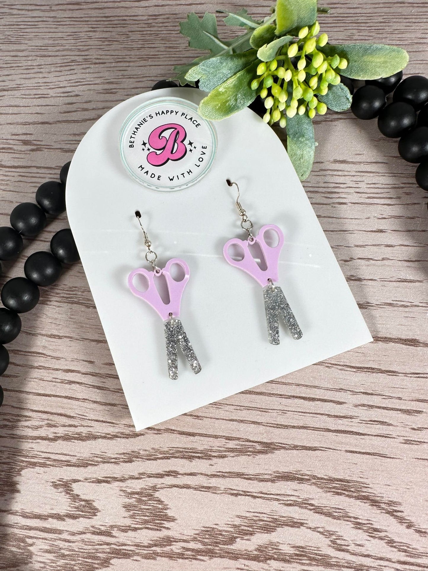 Scissor earrings, purple scissor acrylic earrings, seamstress gifts, gift for crafter, unique gift for her, statement earrings