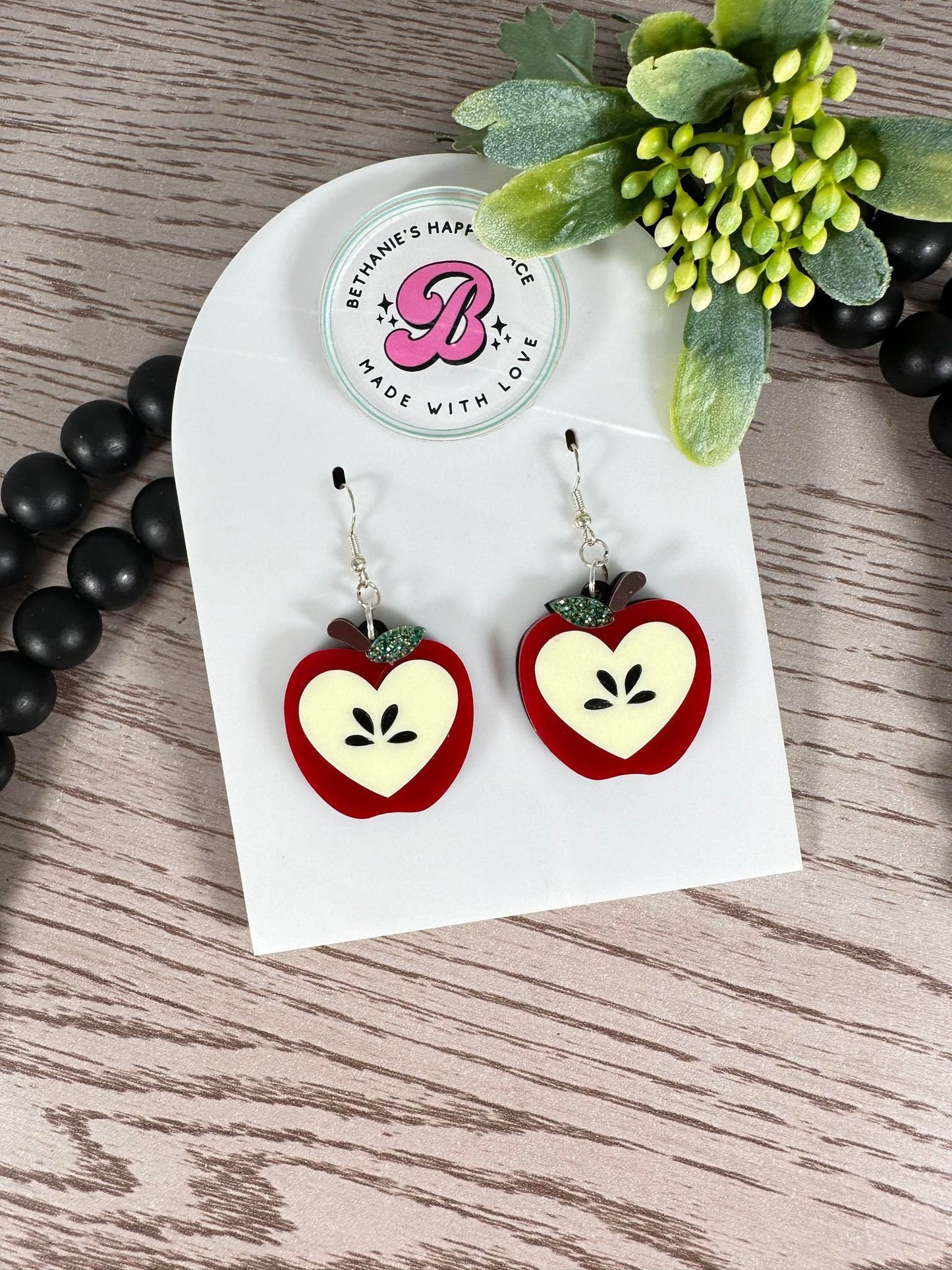 Apple acrylic earrings, teacher appreciation gift, apple gifts, handmade teacher gifts, apple dangle earrings, statement earrings