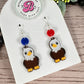 Eagle earrings, school spirit statement earrings, eagle gifts, school mascot earrings, red and blue eagles, handmade acrylic earrings