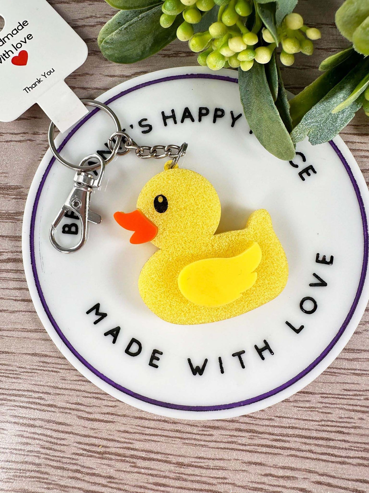 Rubber duck acrylic keychain, ducky keychain, duck gifts, gifts for him, gifts for her, handmade duck key holder